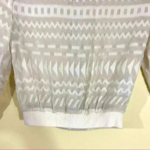 BCBGMaxAzria Creme Aztec Sheer Full Zip Cropped Bomber Jacket Size XXS - Picture 15 of 16
